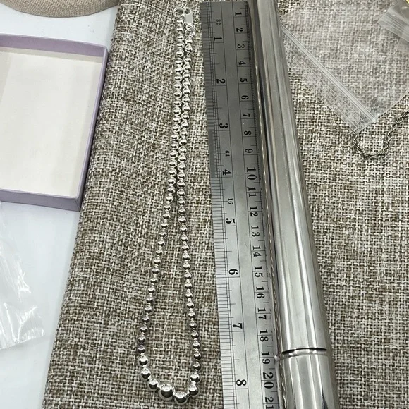 Vintage Sterling Silver Graduated Bead Necklace – 16" – 13.5g - Picture 15 of 16